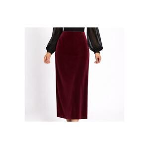 Vintage Y2K Burgundy Velvet Midi Skirt XL Whimsygoth Fairy Grunge Romantic Goth